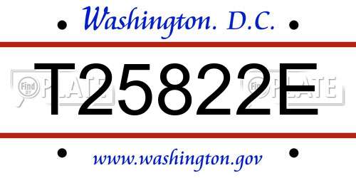T25822E District Of Columbia License Plate