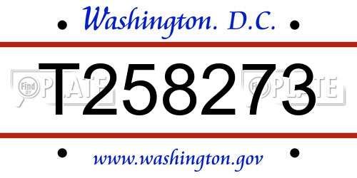 T258273 District Of Columbia License Plate