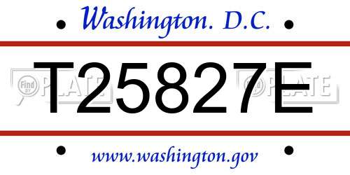 T25827E District Of Columbia License Plate