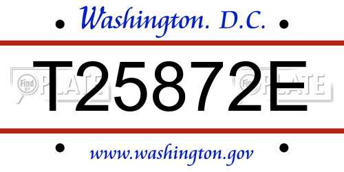 T25872E District Of Columbia License Plate