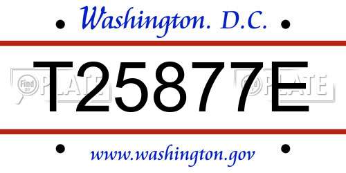 T25877E District Of Columbia License Plate