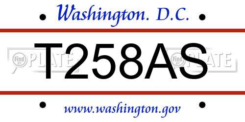 T258AS District Of Columbia License Plate