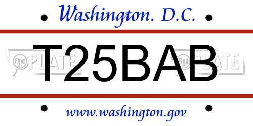 T25BAB District Of Columbia License Plate