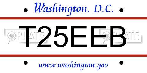 T25EEB District Of Columbia License Plate