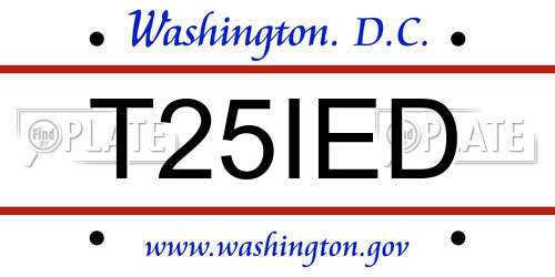 T25IED District Of Columbia License Plate