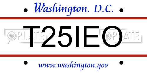 T25IEO District Of Columbia License Plate