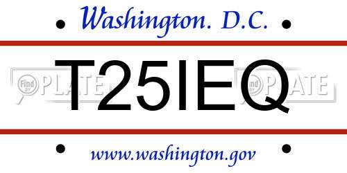T25IEQ District Of Columbia License Plate
