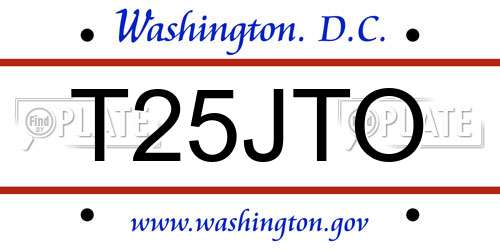 T25JTO District Of Columbia License Plate