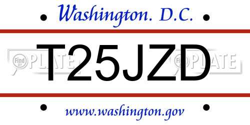 T25JZD District Of Columbia License Plate