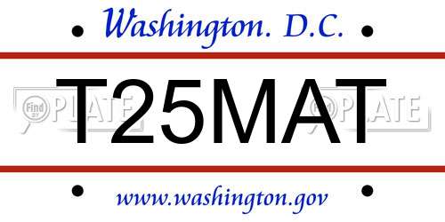 T25MAT District Of Columbia License Plate
