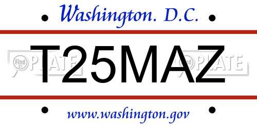 T25MAZ District Of Columbia License Plate