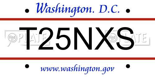 T25NXS District Of Columbia License Plate