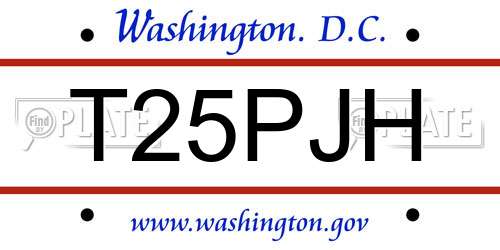 T25PJH District Of Columbia License Plate