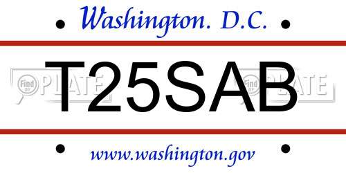 T25SAB District Of Columbia License Plate