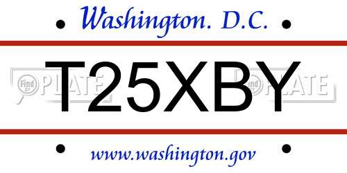 T25XBY District Of Columbia License Plate