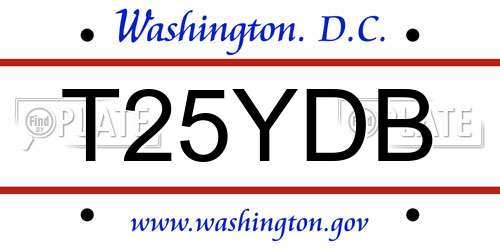 T25YDB District Of Columbia License Plate