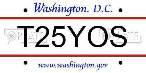 T25YOS District Of Columbia License Plate