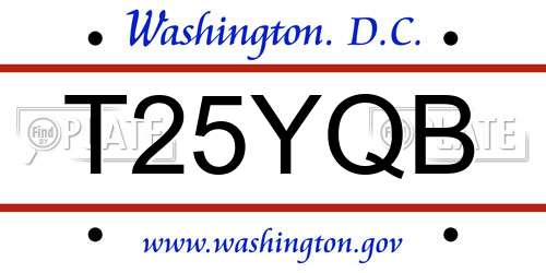 T25YQB District Of Columbia License Plate