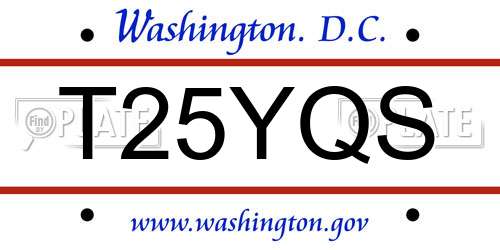 T25YQS District Of Columbia License Plate
