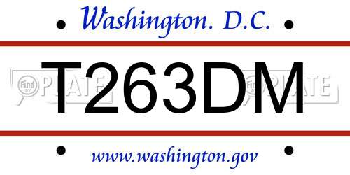 T263DM District Of Columbia License Plate