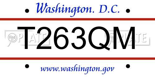 T263QM District Of Columbia License Plate