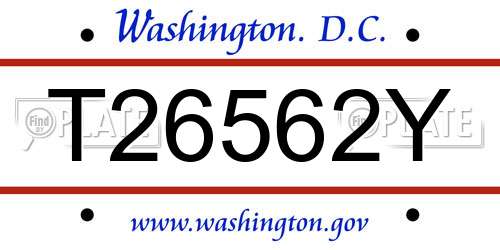 T26562Y District Of Columbia License Plate