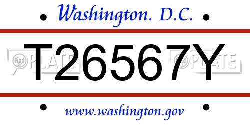T26567Y District Of Columbia License Plate