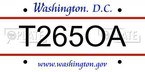 T265OA District Of Columbia License Plate