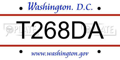 T268DA District Of Columbia License Plate