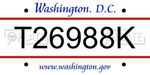 T26988K District Of Columbia License Plate