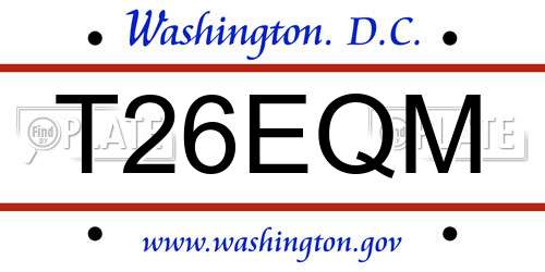 T26EQM District Of Columbia License Plate