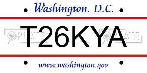 T26KYA District Of Columbia License Plate