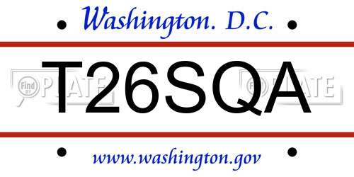 T26SQA District Of Columbia License Plate