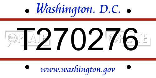 T270276 District Of Columbia License Plate