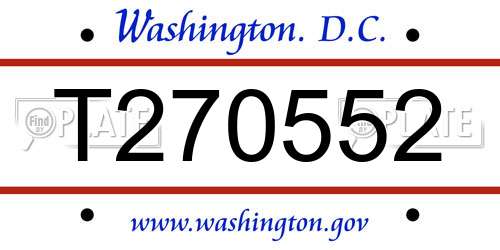 T270552 District Of Columbia License Plate