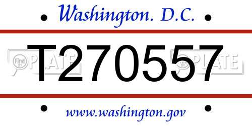 T270557 District Of Columbia License Plate