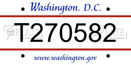 T270582 District Of Columbia License Plate