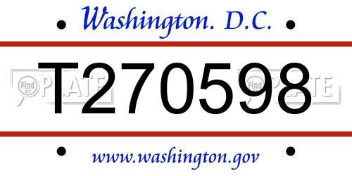 T270598 District Of Columbia License Plate