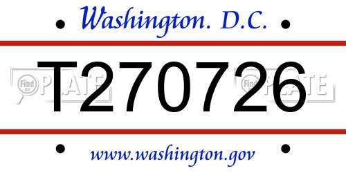 T270726 District Of Columbia License Plate