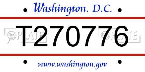 T270776 District Of Columbia License Plate