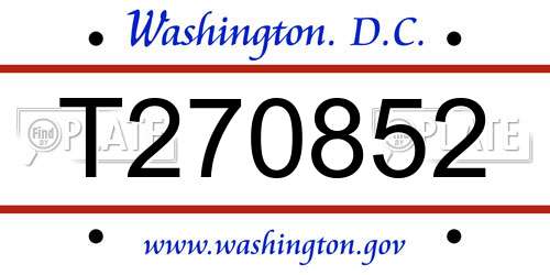 T270852 District Of Columbia License Plate