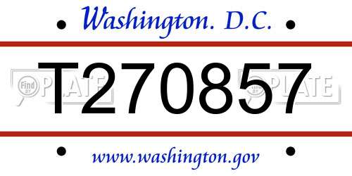 T270857 District Of Columbia License Plate