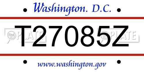 T27085Z District Of Columbia License Plate