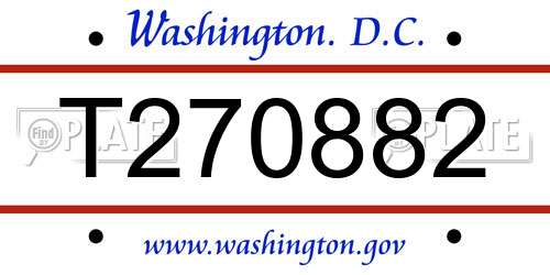 T270882 District Of Columbia License Plate