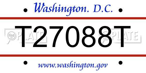 T27088T District Of Columbia License Plate
