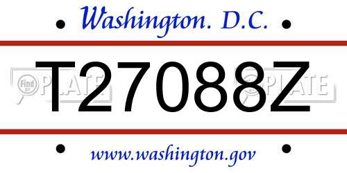 T27088Z District Of Columbia License Plate