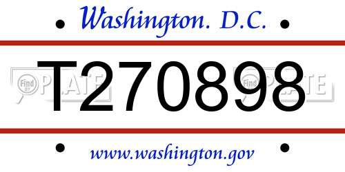 T270898 District Of Columbia License Plate