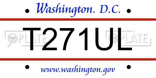 T271UL District Of Columbia License Plate