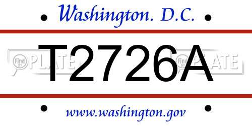 T2726A District Of Columbia License Plate