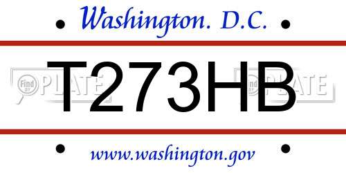 T273HB District Of Columbia License Plate
